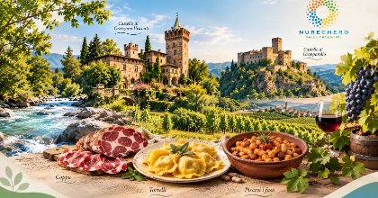 Collage enogastronomico delle Valli Piacentine